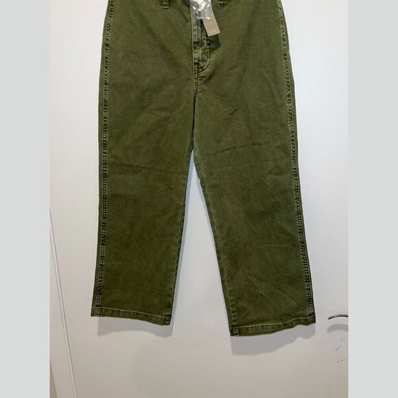 NWT J.Crew Size 27p Garment-Dyed Slim Wide Leg Jean Green SP' 2021 AV814 - Picture 2 of 14
